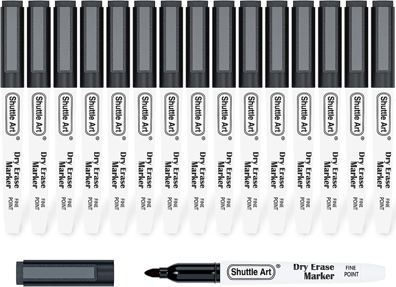 , 15 Pack Black Magnetic Whiteboard Markers With Erase,fine Poi