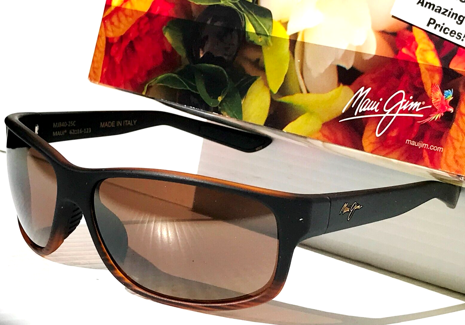Pre-owned Maui Jim Kaiwi Channel Brown Stripe Polarized Bronze Glass Sunglass H840-25c