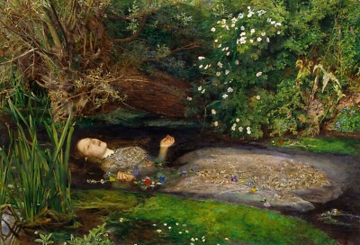 JOHN EVERETT MILLAIS Art Poster or Rolled Canvas Print ''OPHELIA''