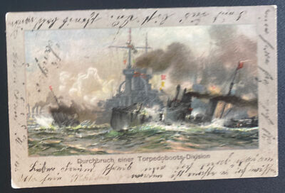 Mint Germany Picture Postcard Torpedo Boat Division Feldpost 1909
