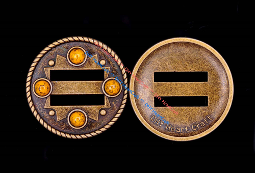 10X Brass Western Rope Side Turquoise Leathercraft Saddles Slotted Concho 1-1/2"