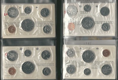(16) PL SET 1970 to 1985. Large lot. Nice run in a ROYAL CANADIAN MINT book