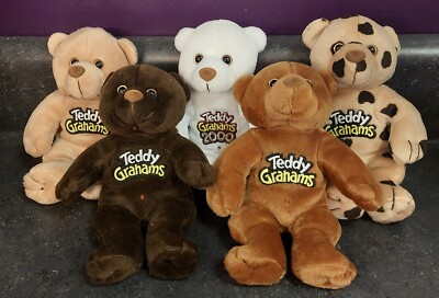 TEDDY GRAHAM  SET OF 5 PLUSH BEAR BEANIES 