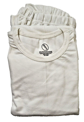 Men s XXL Off-White Cotton Thermal Underwear 2pc Set Shirt Pants Long Johns
