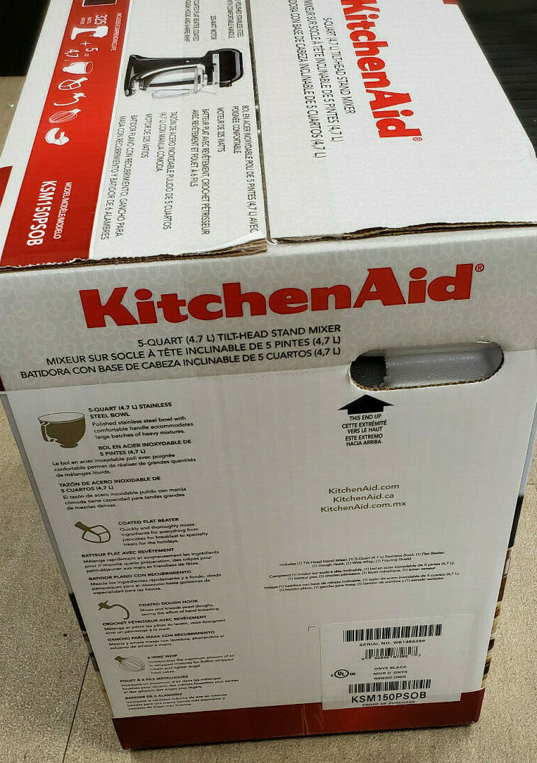 KitchenAid KSM150PSOB Artisan Series 5-Qt. Stand Mixer Pouring Shield Onyx Black