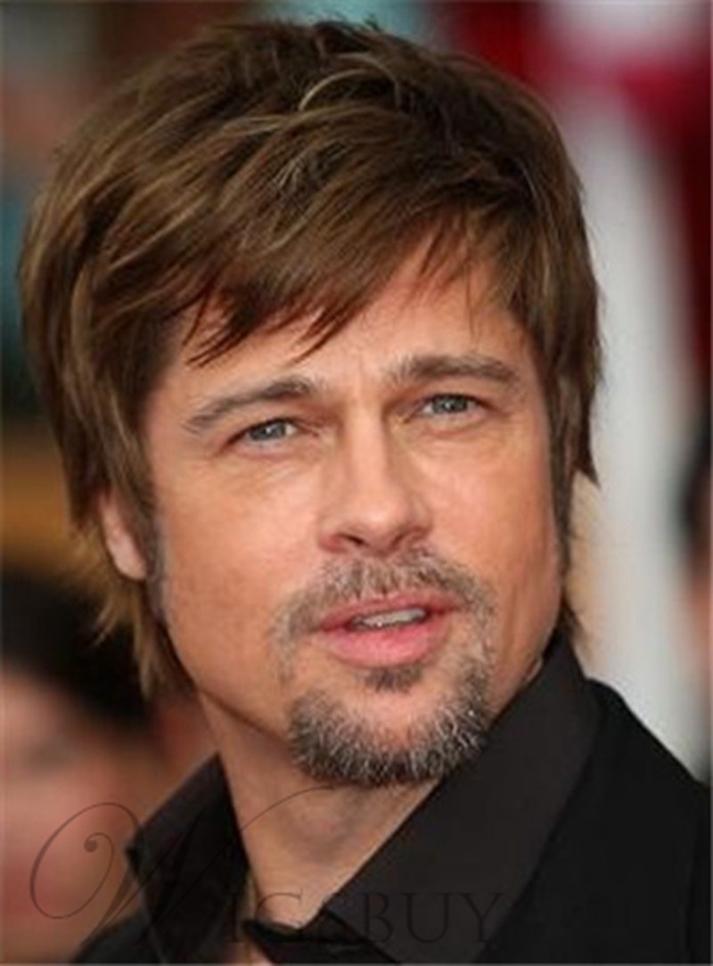 60 Brad Pitt Mixed Color With Ash Brown Highlight Short Straight
