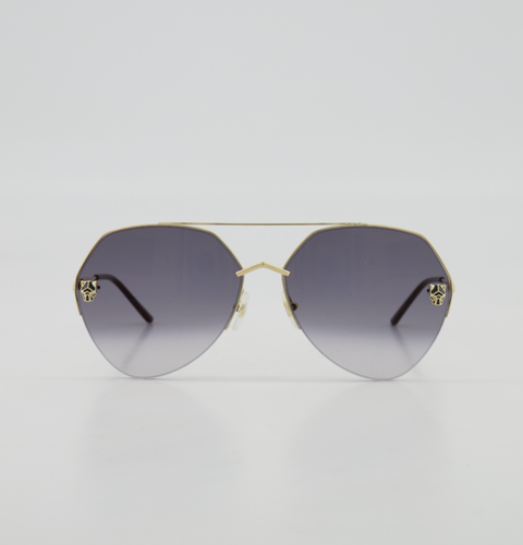 Pre-owned Cartier Ct0355s-001 Gold Sunglasses In Gray
