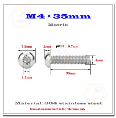 M4/ M5/ M6/ M8/ M10 Stainless Steel Allen Hex Socket Button Head Screws Bolts