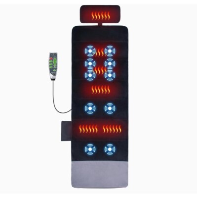 Full Body Massage Mattress Mat w Heat & Kneading Neck Massager 10 Nodes 9 Speeds