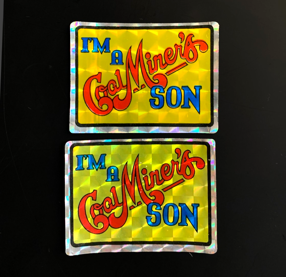 2 COAL MINER'S SON VINTAGE motor sticker decal prism prismatic foil holo
