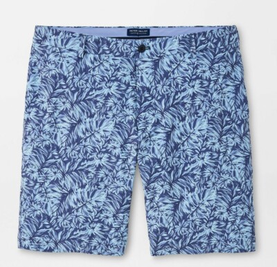NEW MENS PETER MILLAR GOLF SURGE PRINTED PERFORMANCE Shorts, SIZE 34,GALAXY BLUE