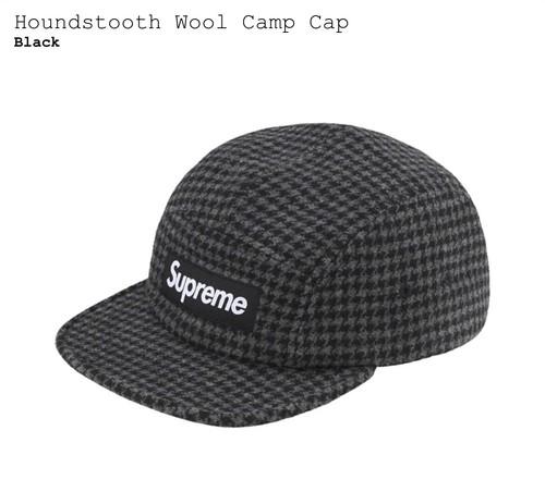 ベ*ズ様 SUPREME 23AW Houndstooth Wool Camp Supreme Houndstooth Wool Camp Cap (FW23) - $58