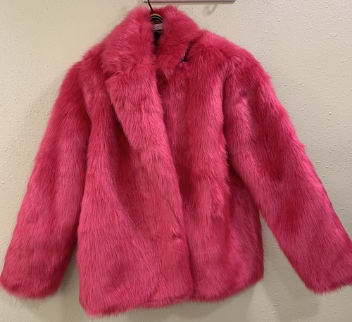 Pre-owned Michael Kors Faux Fur Electric Pink Jacket Size L