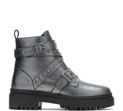 Pre-owned Harley-davidson Women's Carrigan Boot Metallic Grey - D87301, Metallic Grey In Gray