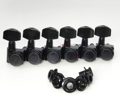 Genuine Fender Locking Strat/Tele Guitar F Tuning Pegs Tuners Machines - BLACK