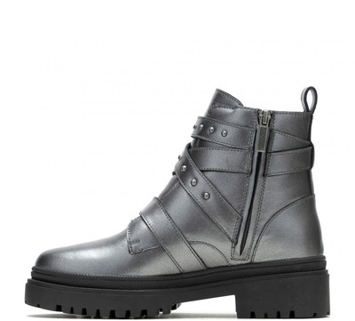 Pre-owned Harley-davidson Women's Carrigan Boot Metallic Grey - D87301, Metallic Grey In Gray