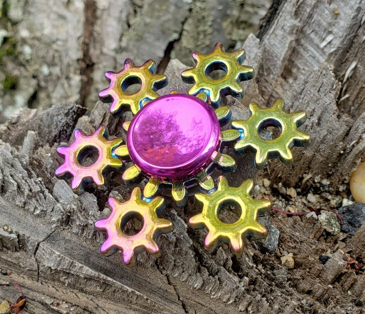 Rainbow Gear Metal Fidget Spinner Toy Boys Girls Kids Adults ADHD Focus