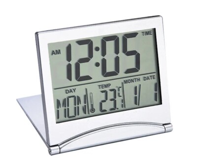 Digital Travel Alarm Clock Foldable LCD Snooze Large Display Battery Operated