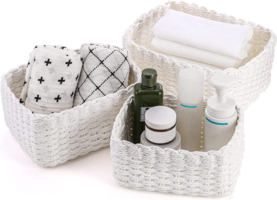 White paper rope storage baskets deals