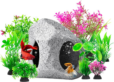 10Pcs Aquarium Hideaway Rock Cave Fish Tank Decorations for Betta and Other Fish