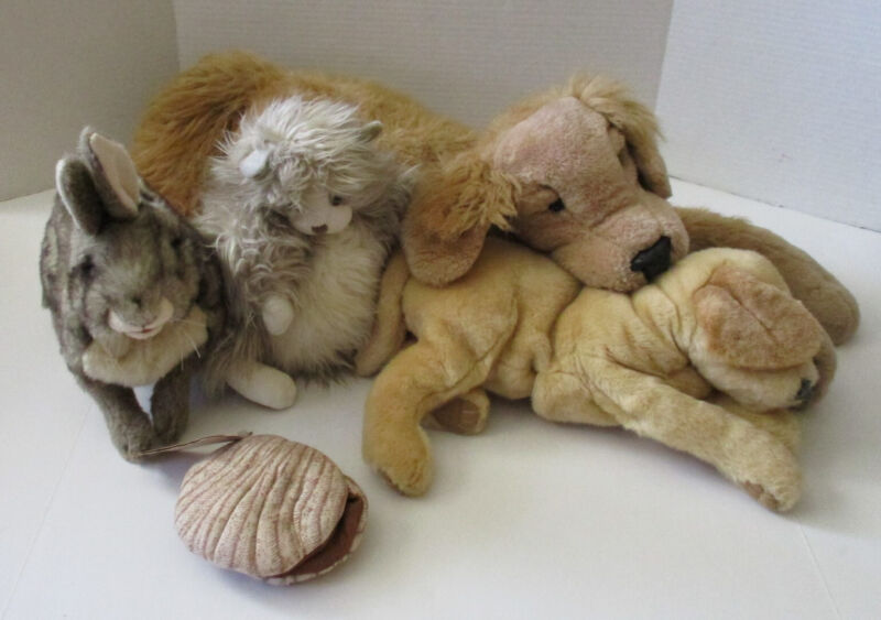 Mixed Lot 5 Folkmanis Puppets scallop, cat, dog, rabbit, puppy nice variety