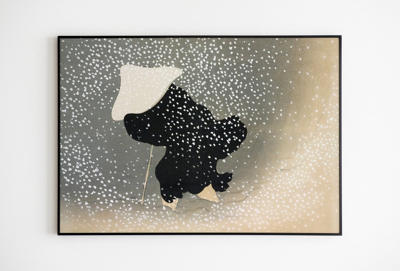 Neige De Momoyogusa Par Kamisaka Sekka 1910 Vintage Affiche Exhibition Qualité