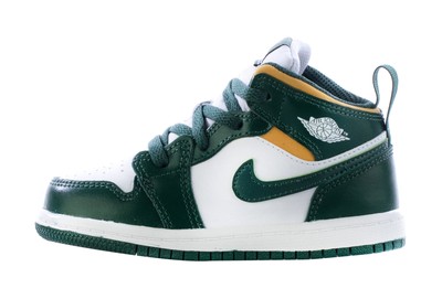 Детские кроссовки Jordan 1 Mid Noble Green/Pollen-White (640735 371)