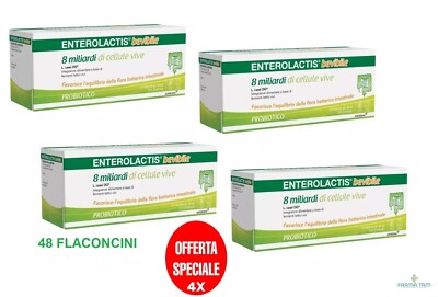 4X ENTEROLACTIS Bevibile 12 Flaconi FERMENTI LATTICI 8 MILIARDI CELLULE VIVE