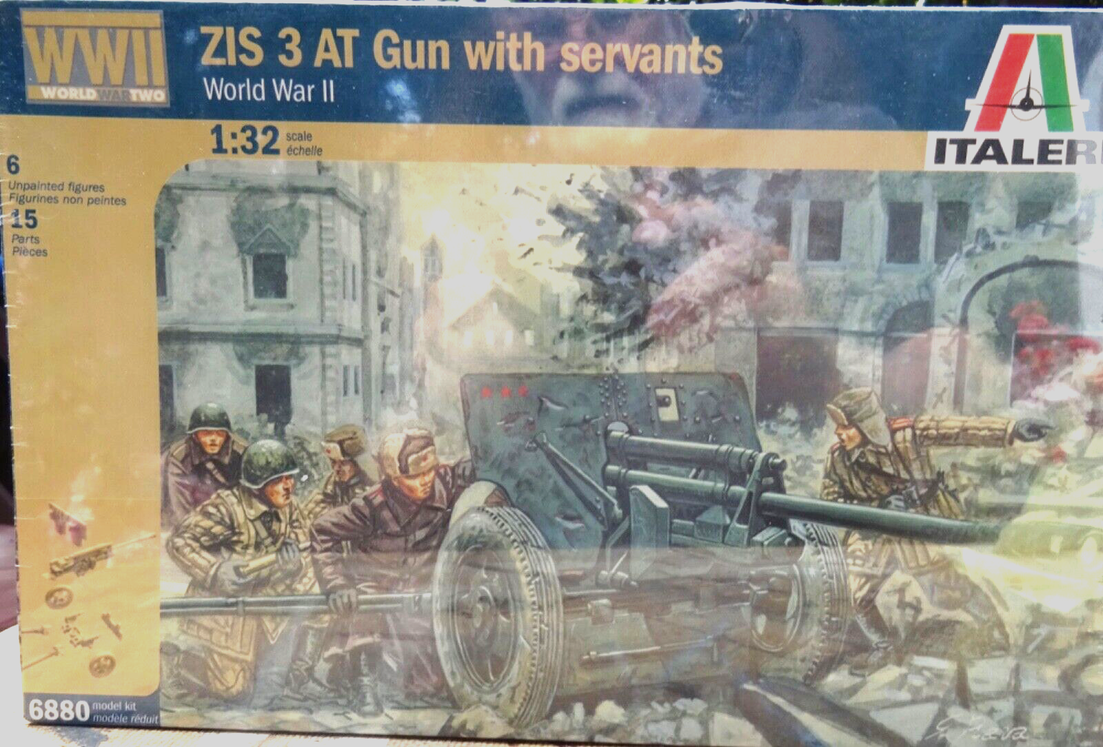 Italeri # 54mm #6880 WW2 Russian ZIS 3 AT GUN unpainted