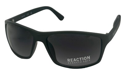 Kenneth Cole Reaction Mens Matte Black Rectangle Wrap Sunglass,  KC1384. 2B