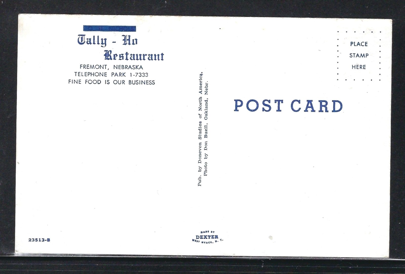 NMSTAMPSNSTUFF: TALLY-HO RESTAURANT - FREMONT NE - UNPOSTED