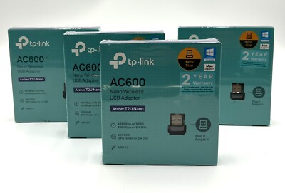 Lot of Four TP-Link AC600 Archer T2U Plus High Gain Wireless Dual-Band USB