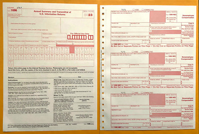 2023 IRS Tax Form 1099 NEC Carbonless for 27 recipients + (4) 1096 --- NO Env