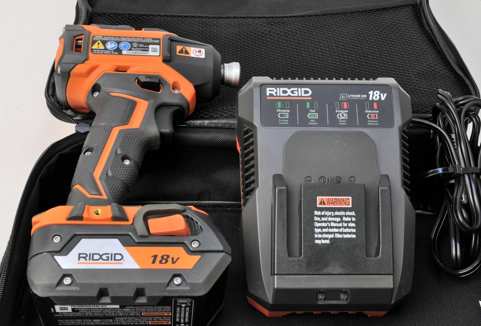 NEW w/o BOXRIGID 18V BRUSHLESS LITHIUM ION IMPACT DRIVER R86038 + BATTERY/CHAGR