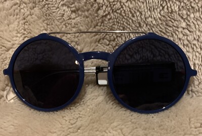 NWT Tommy Hilfiger Modern Round Sunglasses Double Bridge TH1644/S Blue With Logo