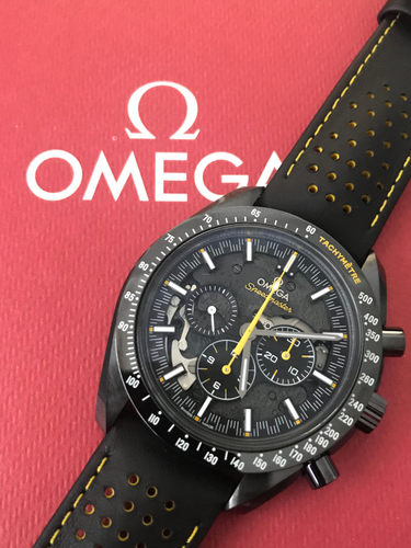 Pre-owned Omega Moonwatch Dark Side Of The Moon Apollo8 44.25mm Leather Strap