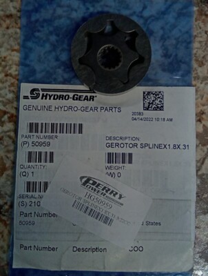 New Genuine OEM Hydro Gear Transmission Gerotor Spline 1.8X.31(3.2CC) 50959