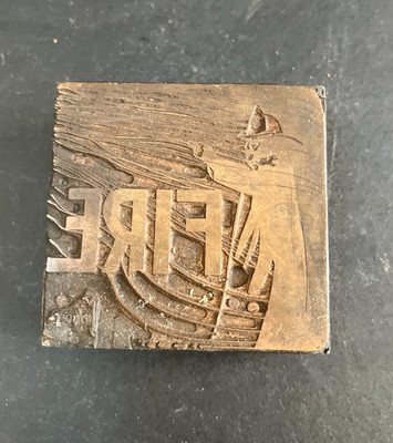 Vintage Letterpress Printing Block Fire Insurance Advertising #2