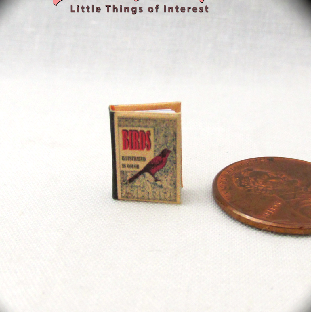 1:24 Scale BIRDS ILLUSTRATED Miniature Book Dollhouse Color Illustrated 1/2"