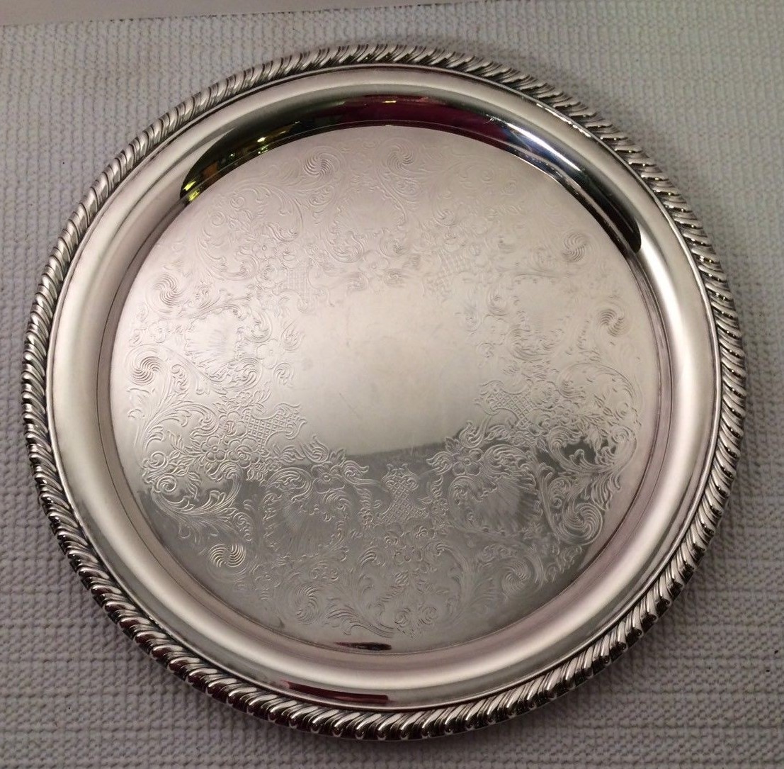 Vintage William Rogers 870 Silverplate Serving Tray, 10 1/4