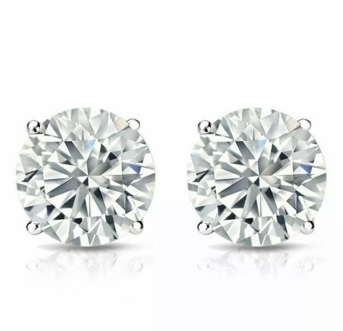 1 Ct Round Cut VVS1/ D Lab Created Stud Earrings 14K White Gold 6mm Screw Back