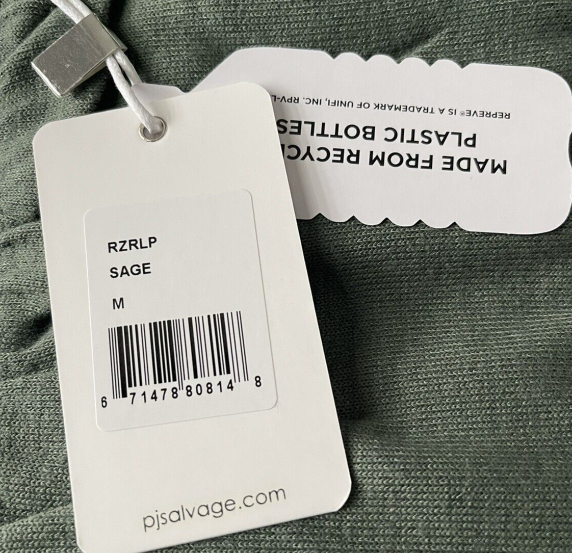 NWT Pj Salvage Medium Sage Green Lounge Pajama Pants Faux Snaps Pullon #PQ36/51