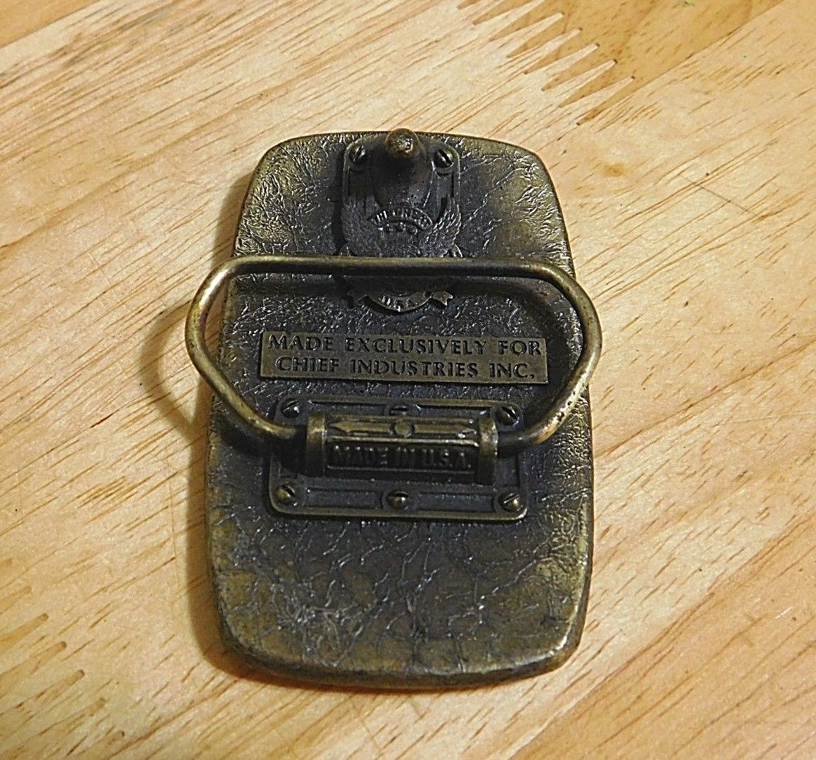 Vintage CHIEF Industries Inc. Brass Belt Buckle by The Great American Buckle Co.