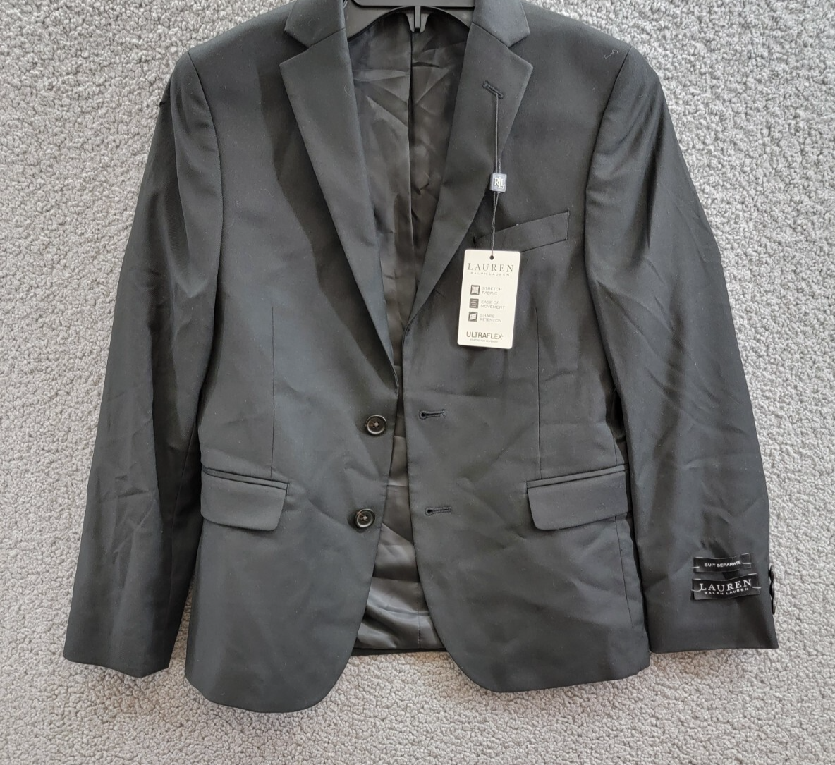 Lauren Ralph Lauren Solid Classic Suit Jacket Big Boys 12R Black Long Sleeve - Picture 2 of 18