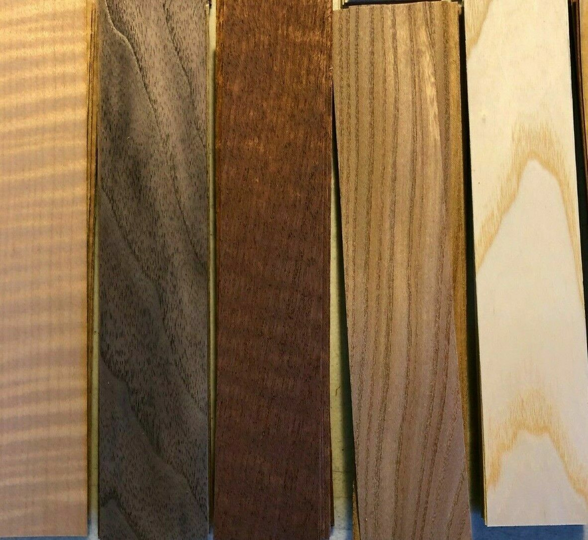 Fingerboard Wood Veneer 8" x 1.5" 200 pieces Amazing Variety pack Marquetry Ring