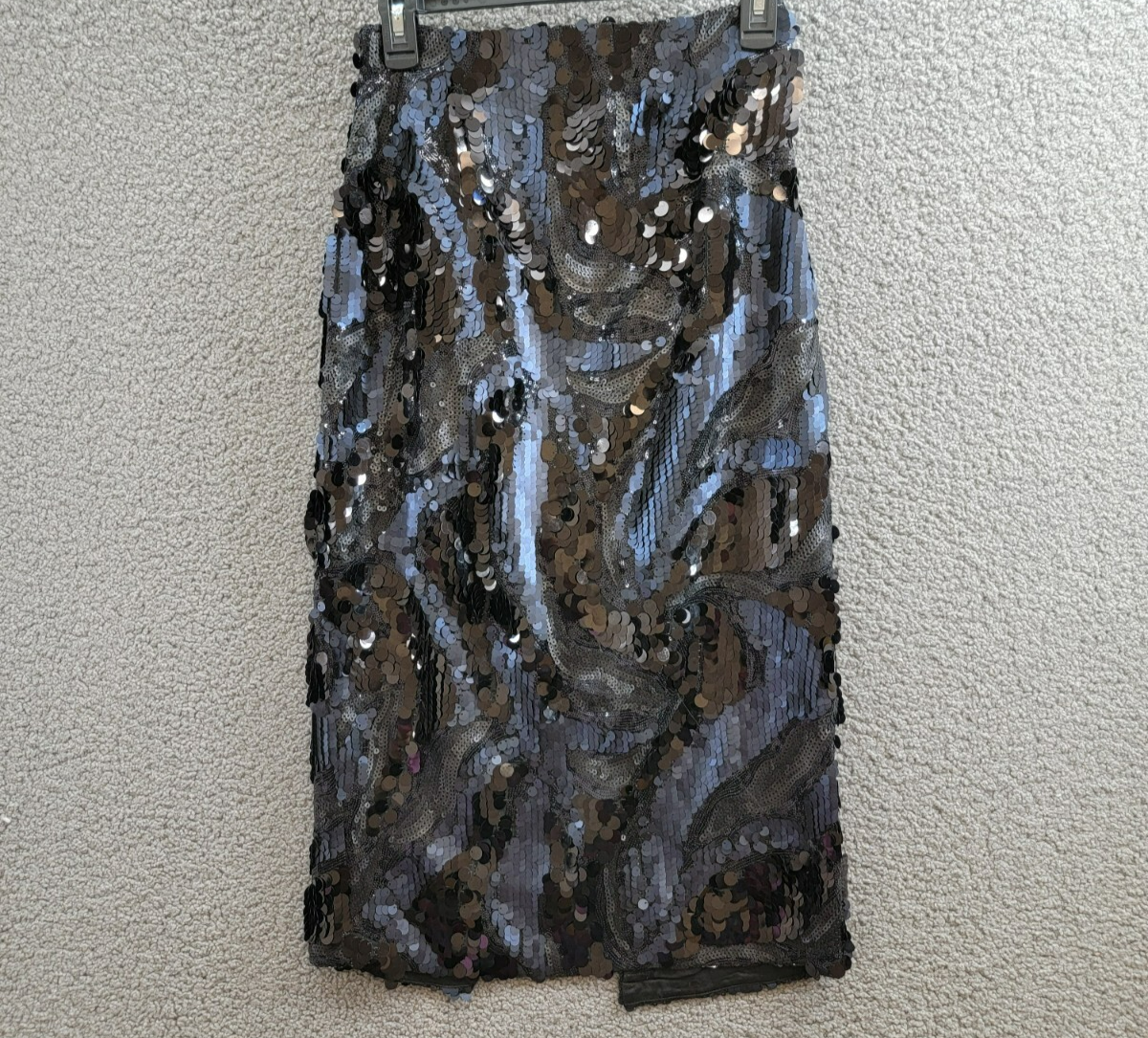 Ramy Brook Stanley Donnelly Sequin Midi Skirt Women's 4 Black Back Zip Closure - Picture 2 of 15