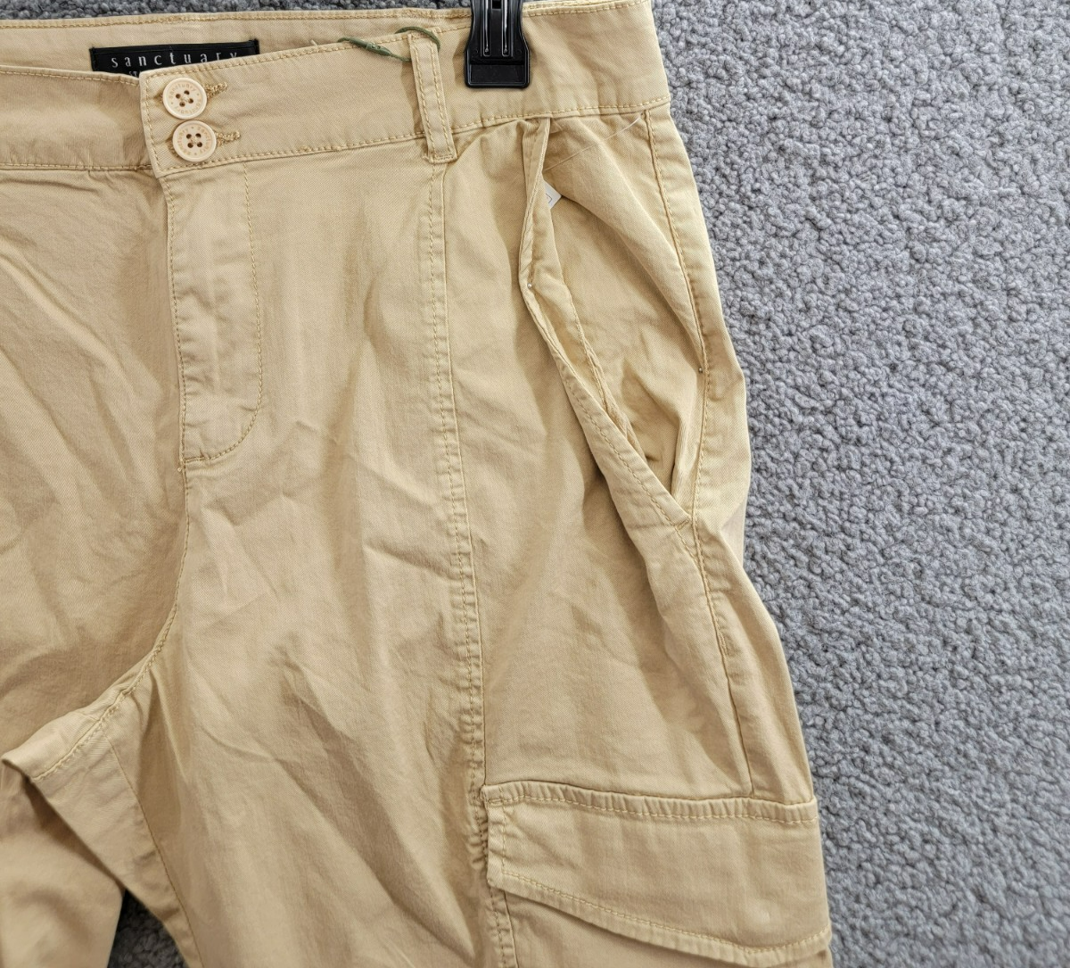 Sanctuary Rebel Cargo Pants Women's 32 True Khaki Tapered Leg Button Zip Closure - Picture 10 of 17