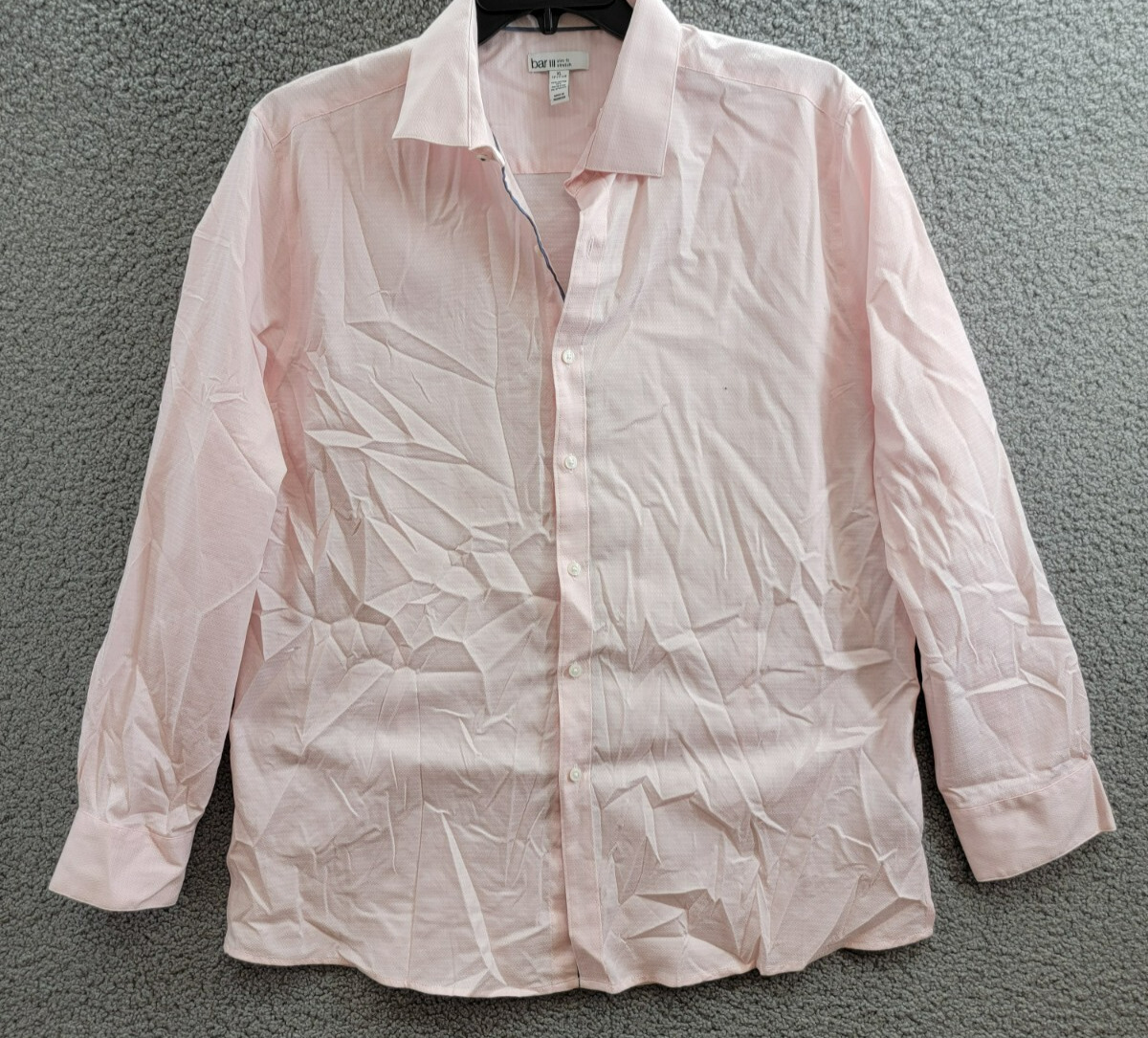 Bar III Slim-Fit Stretch Diamond Dobby Dress Shirt Men's XL 17-17.5 Pink L/S - Picture 2 of 19