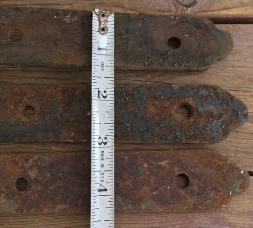 Antique Barn Gate Door Strap 3 Club End Hinges Wrought Iron 15” Blacksmith Maine