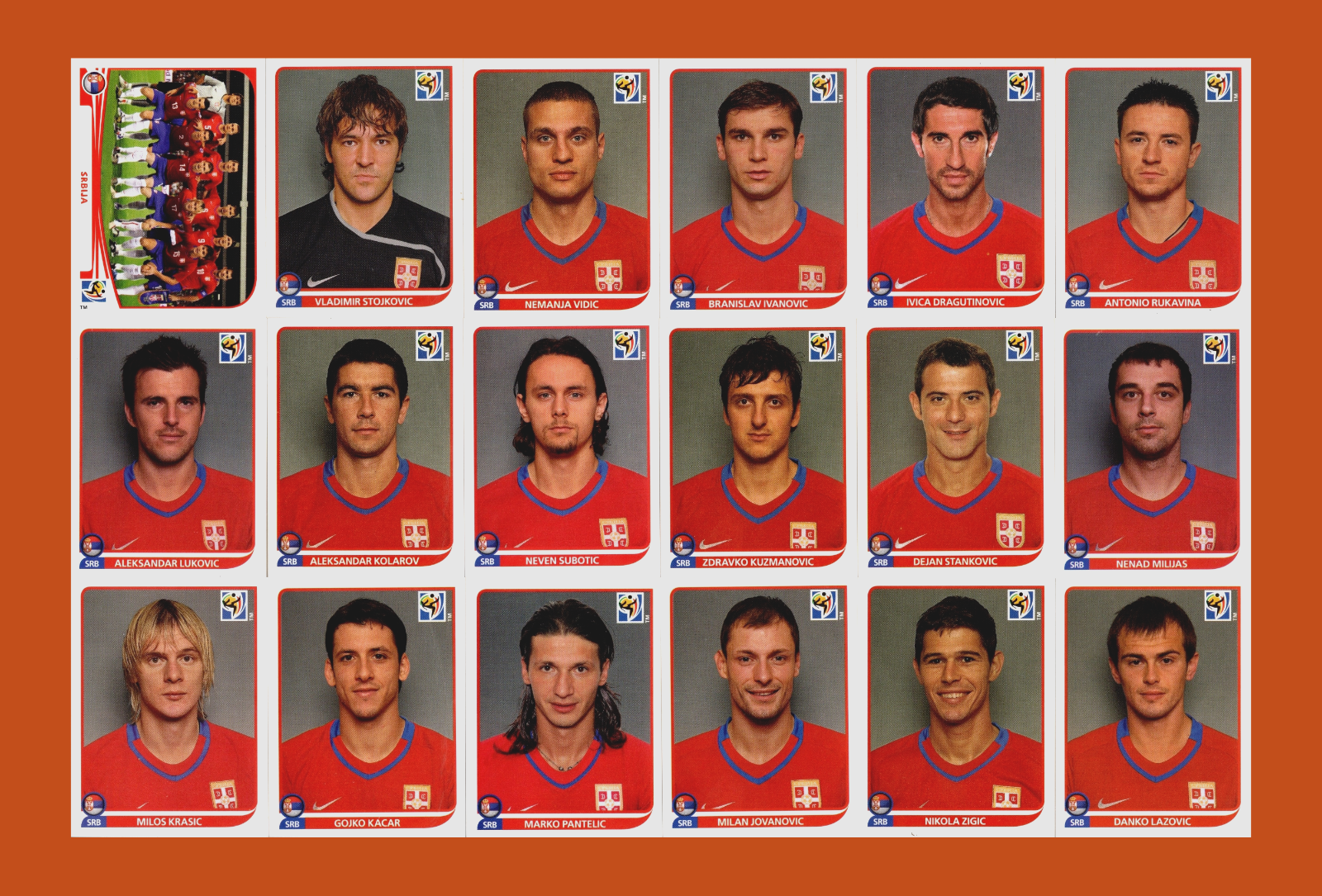 2010 FIFA WORLD CUP PANINI カード　セット Serbia National Team - Panini FIFA World Cup 2010 stickers